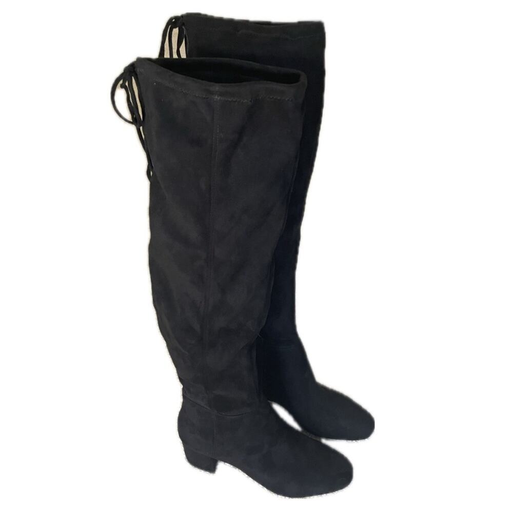 GAP Over the Knee Slouch Boots Faux Suede Block Heel Women’s Size 10 Black NWOT